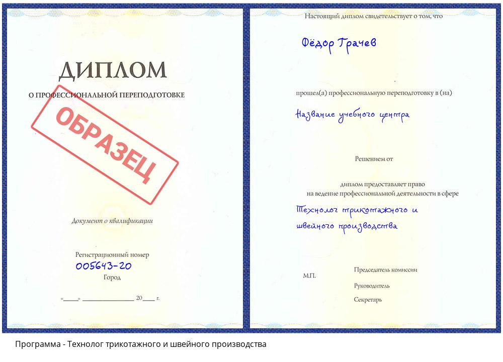 Технолог трикотажного и швейного производства Нарткала