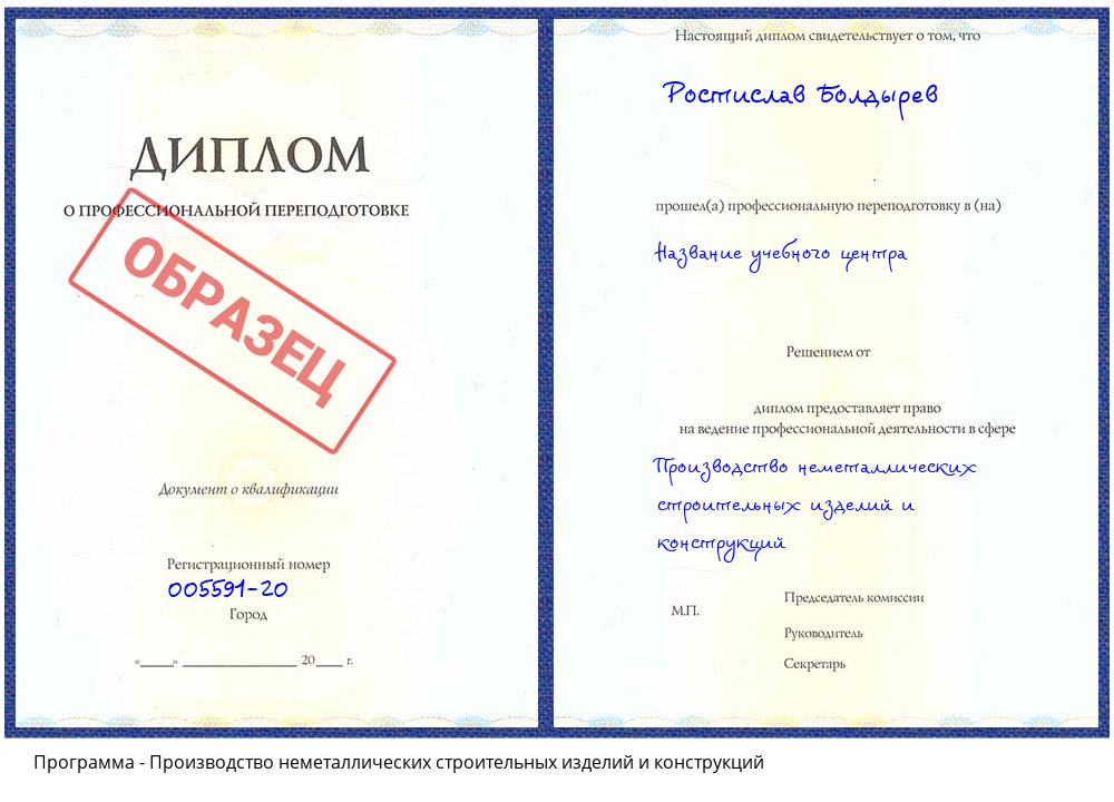 Производство неметаллических строительных изделий и конструкций Нарткала